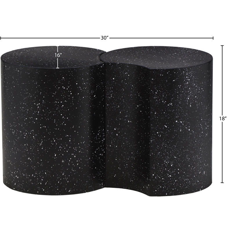 Meridian Furniture Dimple 2 Piece Black Terrazzo Pattern Iron Metal End Table