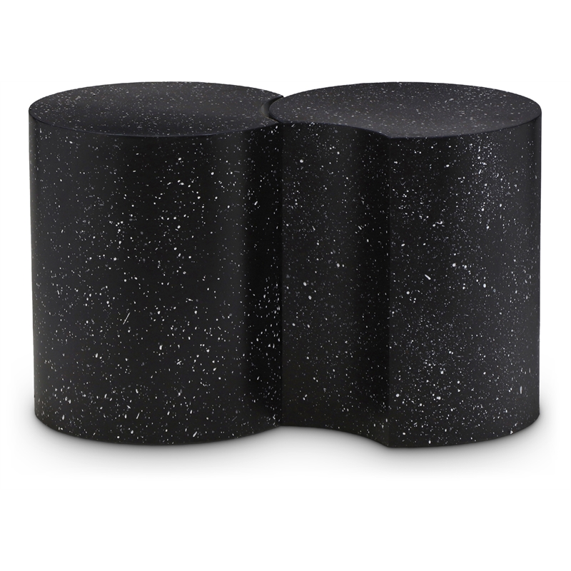 Meridian Furniture Dimple 2 Piece Black Terrazzo Pattern Iron Metal End Table