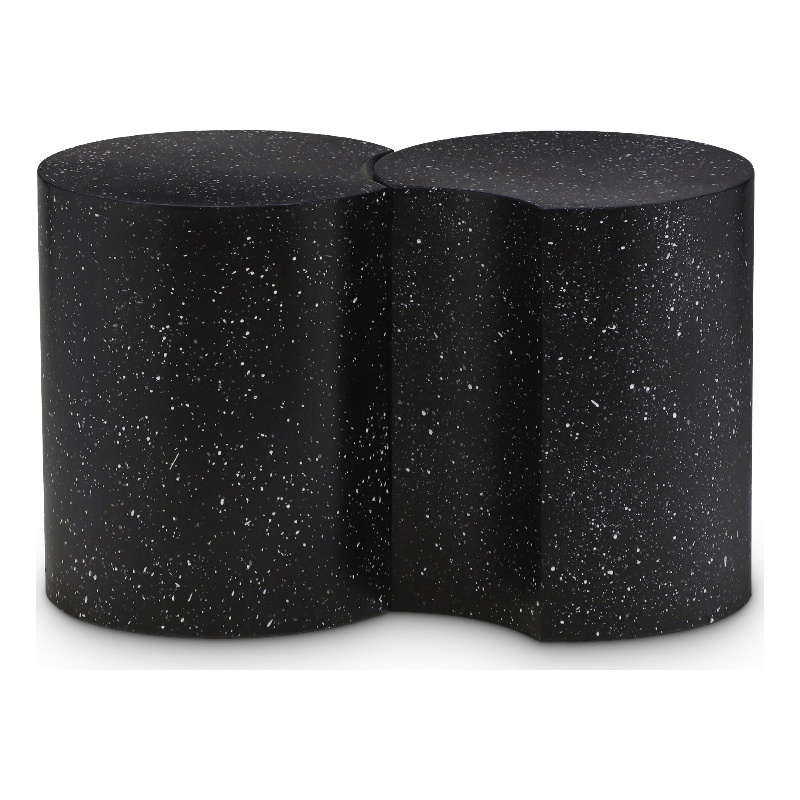 Meridian Furniture Dimple 2 Piece Black Terrazzo Pattern Iron Metal End Table