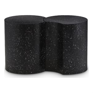 Meridian Furniture Dimple 2 Piece Black Terrazzo Pattern Iron Metal End Table