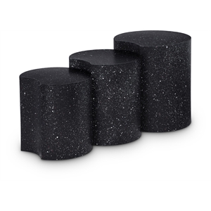 Meridian Furniture Dimple 3 Piece Black Terrazzo Pattern Iron Metal End Table