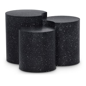 Meridian Furniture Dimple 3 Piece Black Terrazzo Pattern Iron Metal End Table