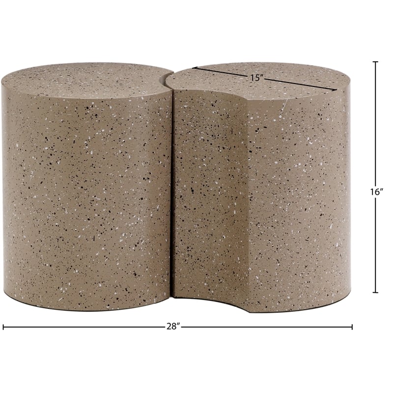 Meridian Furniture Dimple 2 Piece Taupe Terrazzo Pattern Iron Metal End Table