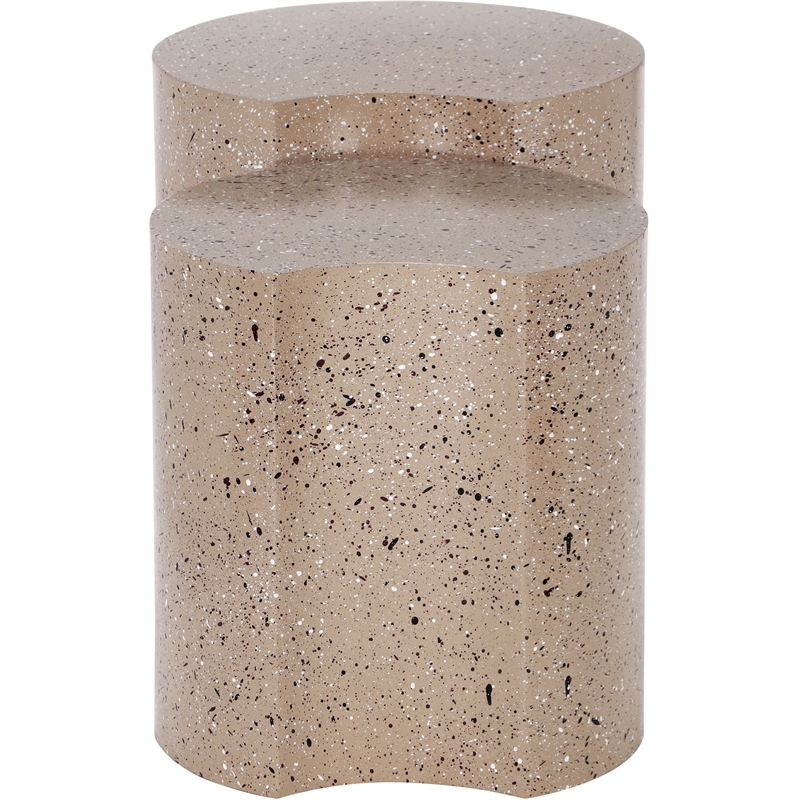 Meridian Furniture Dimple 2 Piece Taupe Terrazzo Pattern Iron Metal End Table