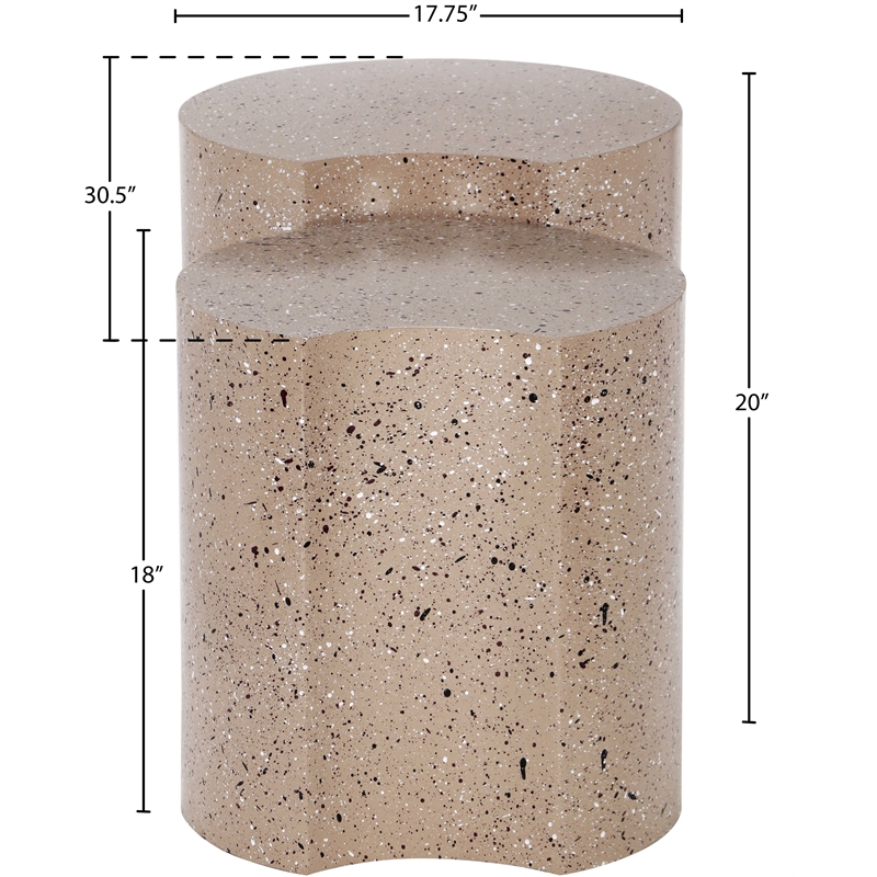 Meridian Furniture Dimple 2 Piece Taupe Terrazzo Pattern Iron Metal End Table