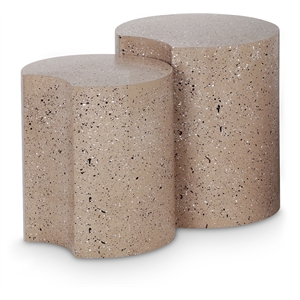 Meridian Furniture Dimple 2 Piece Taupe Terrazzo Pattern Iron Metal End Table