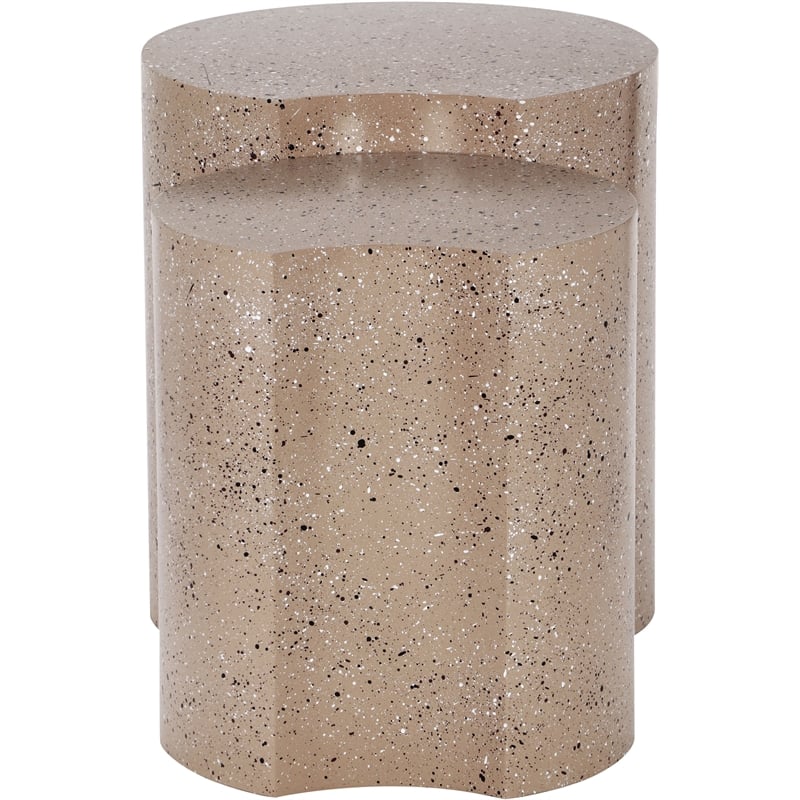 Meridian Furniture Dimple 2 Piece Taupe Terrazzo Pattern Iron Metal End Table