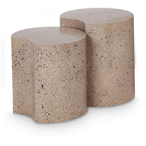 Meridian Furniture Dimple 2 Piece Taupe Terrazzo Pattern Iron Metal End Table
