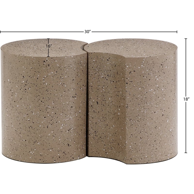 Meridian Furniture Dimple 2 Piece Taupe Terrazzo Pattern Iron Metal End Table