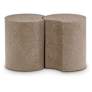 Meridian Furniture Dimple 2 Piece Taupe Terrazzo Pattern Iron Metal End Table