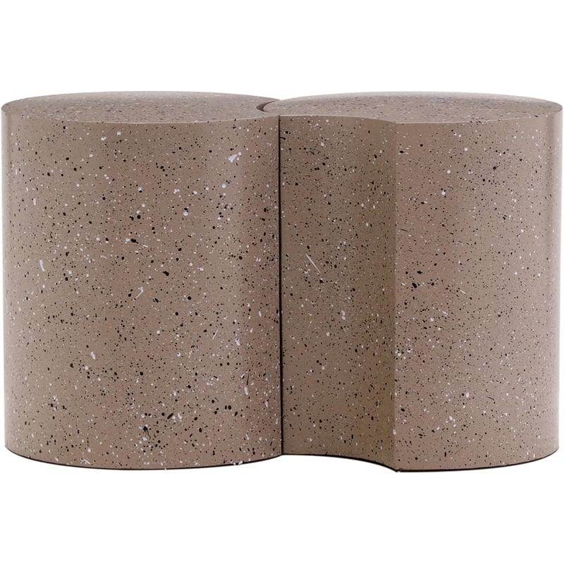 Meridian Furniture Dimple 2 Piece Taupe Terrazzo Pattern Iron Metal End Table