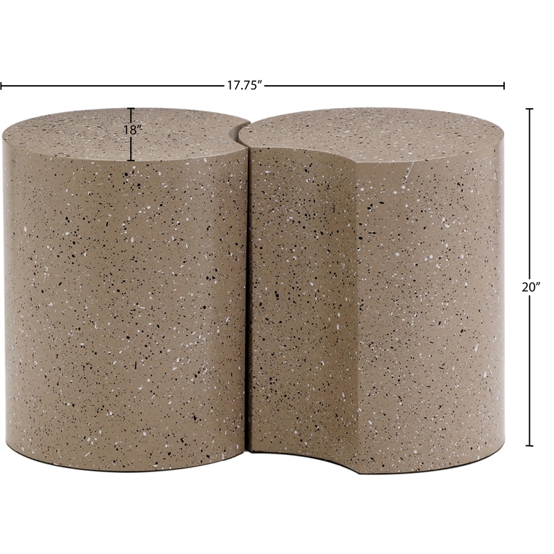 Meridian Furniture Dimple 2 Piece Taupe Terrazzo Pattern Iron Metal End Table
