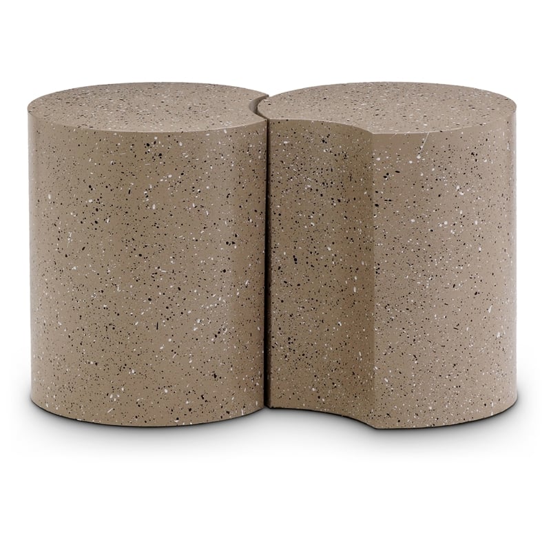 Meridian Furniture Dimple 2 Piece Taupe Terrazzo Pattern Iron Metal End Table