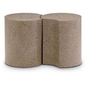 Meridian Furniture Dimple 2 Piece Taupe Terrazzo Pattern Iron Metal End Table