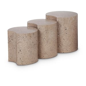 Meridian Furniture Dimple 3 Piece Taupe Terrazzo Pattern Iron Metal End Table