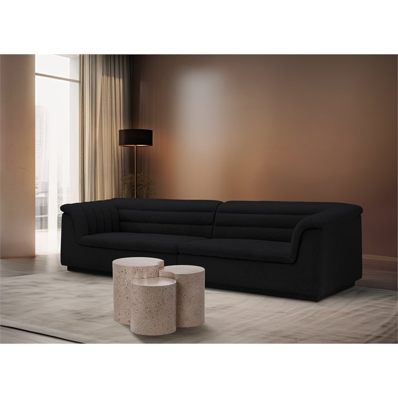 Meridian Furniture Dimple 3 Piece Taupe Terrazzo Pattern Iron Metal End Table