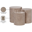 Meridian Furniture Dimple 3 Piece Taupe Terrazzo Pattern Iron Metal End Table
