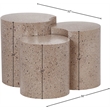 Meridian Furniture Dimple 3 Piece Taupe Terrazzo Pattern Iron Metal End Table