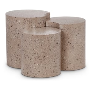 Meridian Furniture Dimple 3 Piece Taupe Terrazzo Pattern Iron Metal End Table