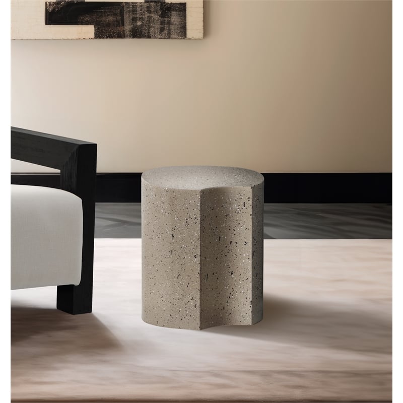 Meridian Furniture Dimple Taupe Terrazzo Pattern Iron Metal End Table