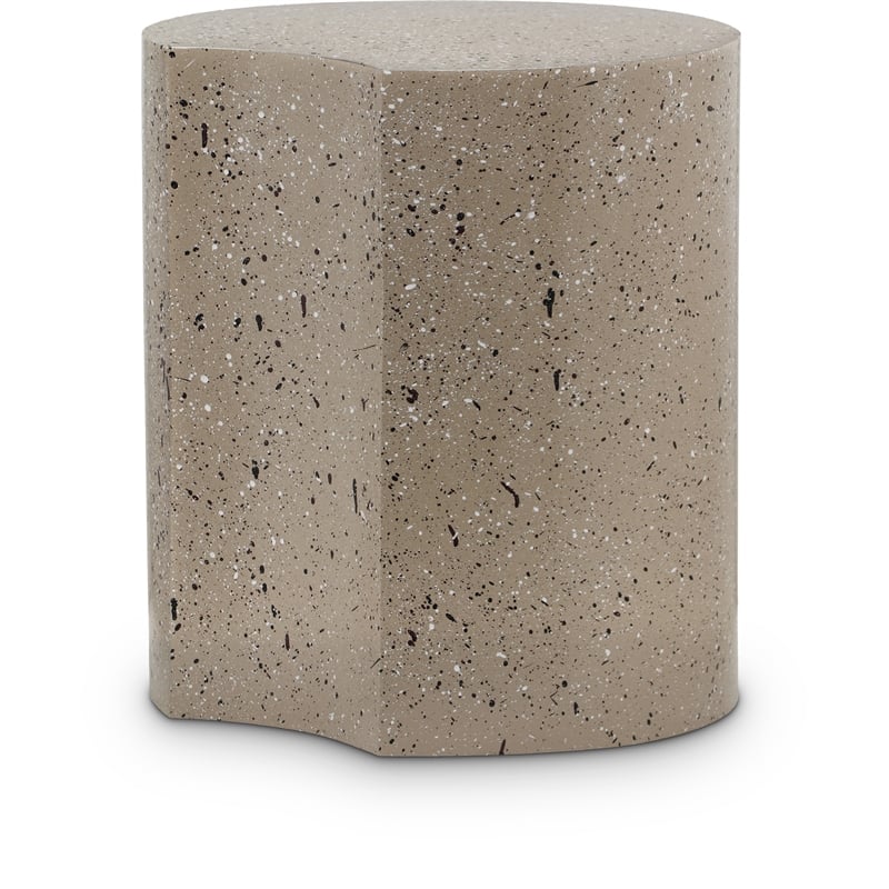 Meridian Furniture Dimple Taupe Terrazzo Pattern Iron Metal End Table
