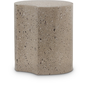 Meridian Furniture Dimple Taupe Terrazzo Pattern Iron Metal End Table