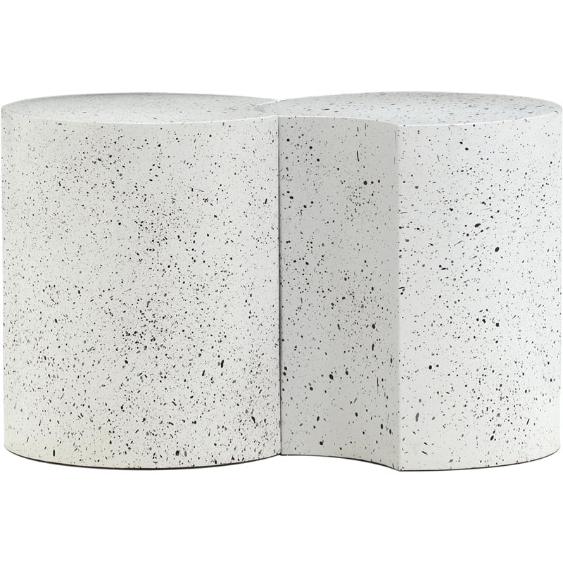 Meridian Furniture Dimple 2 Piece White Terrazzo Pattern Iron Metal End Table