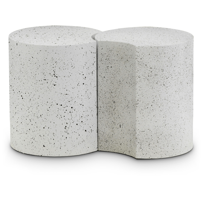 Meridian Furniture Dimple 2 Piece White Terrazzo Pattern Iron Metal End Table
