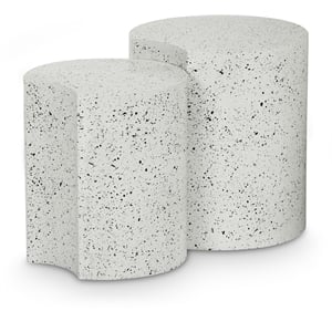 Meridian Furniture Dimple 2 Piece White Terrazzo Pattern Iron Metal End Table