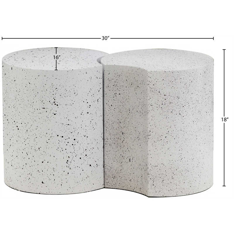 Meridian Furniture Dimple 2 Piece White Terrazzo Pattern Iron Metal End Table