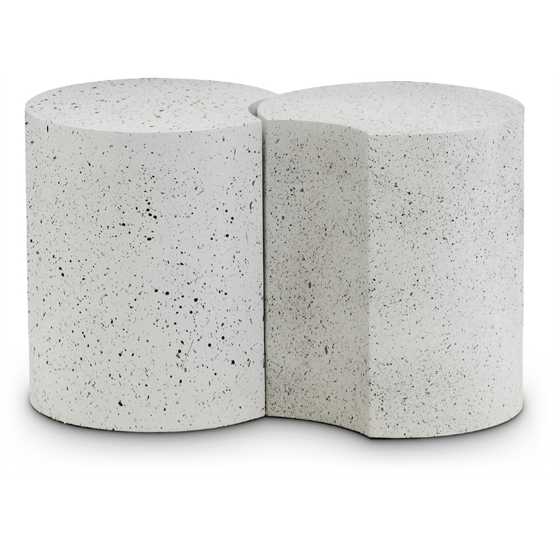 Meridian Furniture Dimple 2 Piece White Terrazzo Pattern Iron Metal End Table