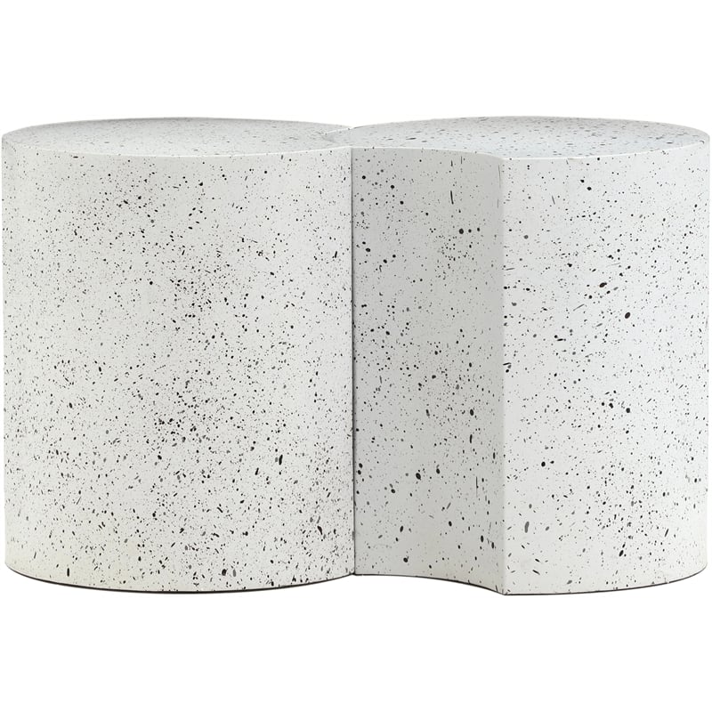 Meridian Furniture Dimple 2 Piece White Terrazzo Pattern Iron Metal End Table