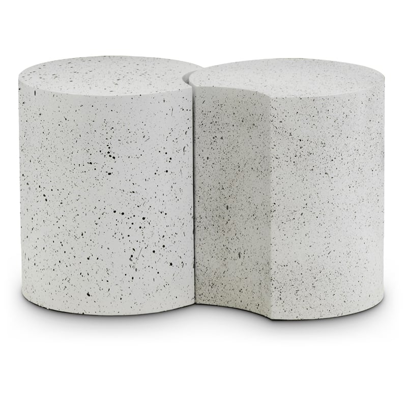 Meridian Furniture Dimple 2 Piece White Terrazzo Pattern Iron Metal End Table