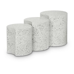 Meridian Furniture Dimple 3 Piece White Terrazzo Pattern Iron Metal End Table
