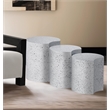 Meridian Furniture Dimple 3 Piece White Terrazzo Pattern Iron Metal End Table