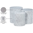 Meridian Furniture Dimple 3 Piece White Terrazzo Pattern Iron Metal End Table