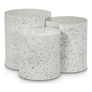 Meridian Furniture Dimple 3 Piece White Terrazzo Pattern Iron Metal End Table