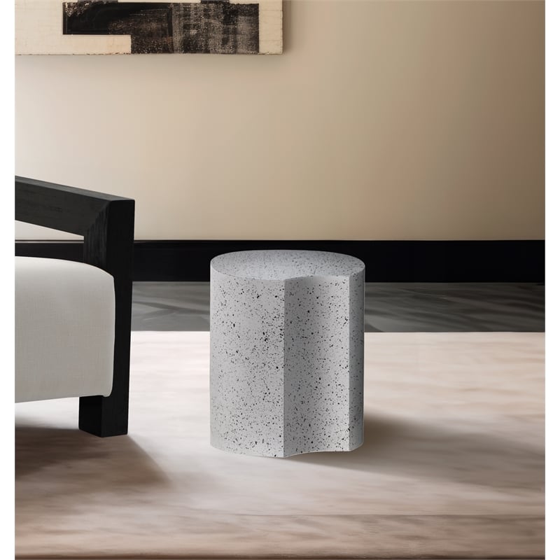 Meridian Furniture Dimple White Terrazzo Pattern Iron Metal End Table