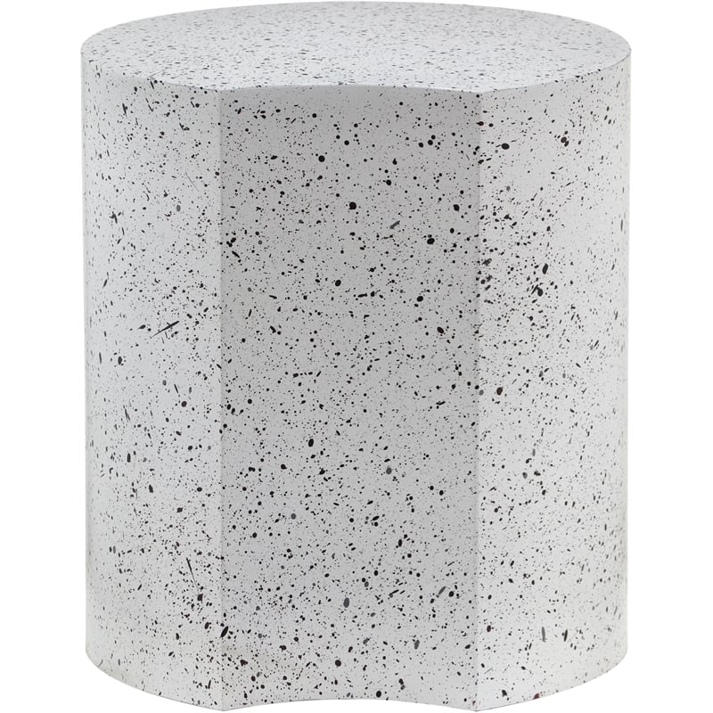 Meridian Furniture Dimple White Terrazzo Pattern Iron Metal End Table