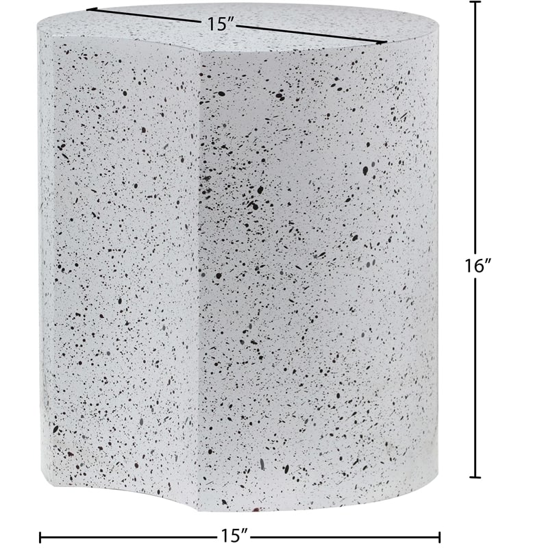 Meridian Furniture Dimple White Terrazzo Pattern Iron Metal End Table