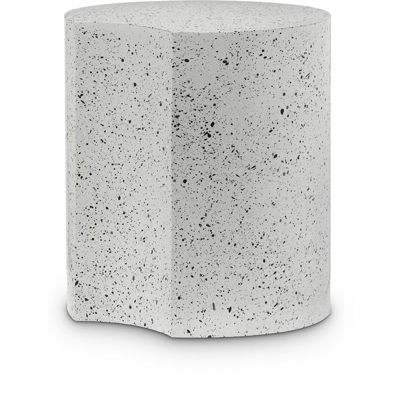 Meridian Furniture Dimple White Terrazzo Pattern Iron Metal End Table