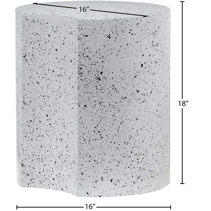 Meridian Furniture Dimple White Terrazzo Pattern Iron Metal End Table