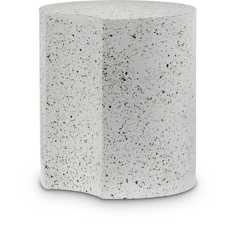 Meridian Furniture Dimple White Terrazzo Pattern Iron Metal End Table