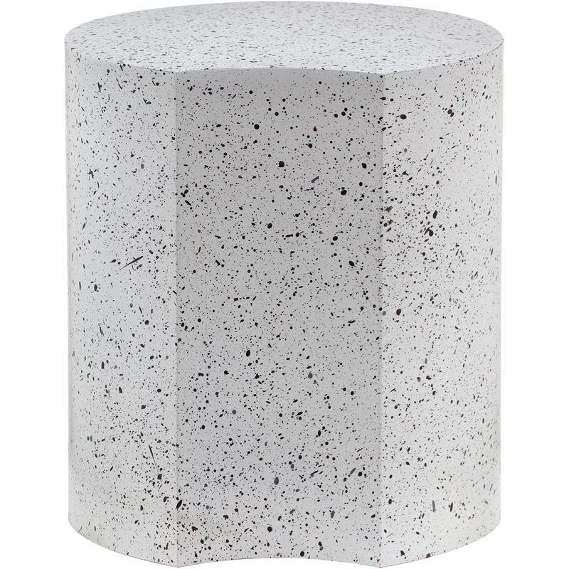 Meridian Furniture Dimple White Terrazzo Pattern Iron Metal End Table