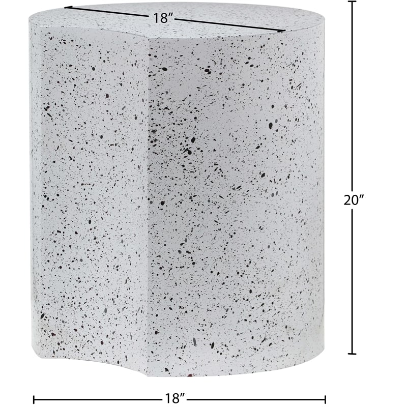 Meridian Furniture Dimple White Terrazzo Pattern Iron Metal End Table