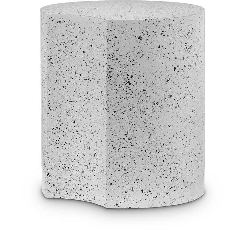 Meridian Furniture Dimple White Terrazzo Pattern Iron Metal End Table