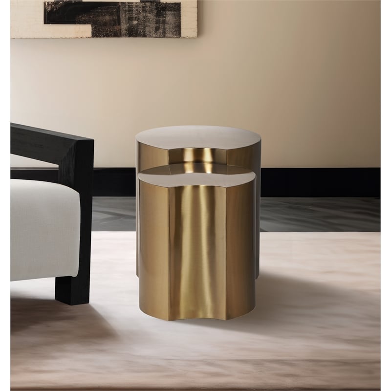 Meridian Furniture Dimple 2 Piece Gold Iron Metal End Table
