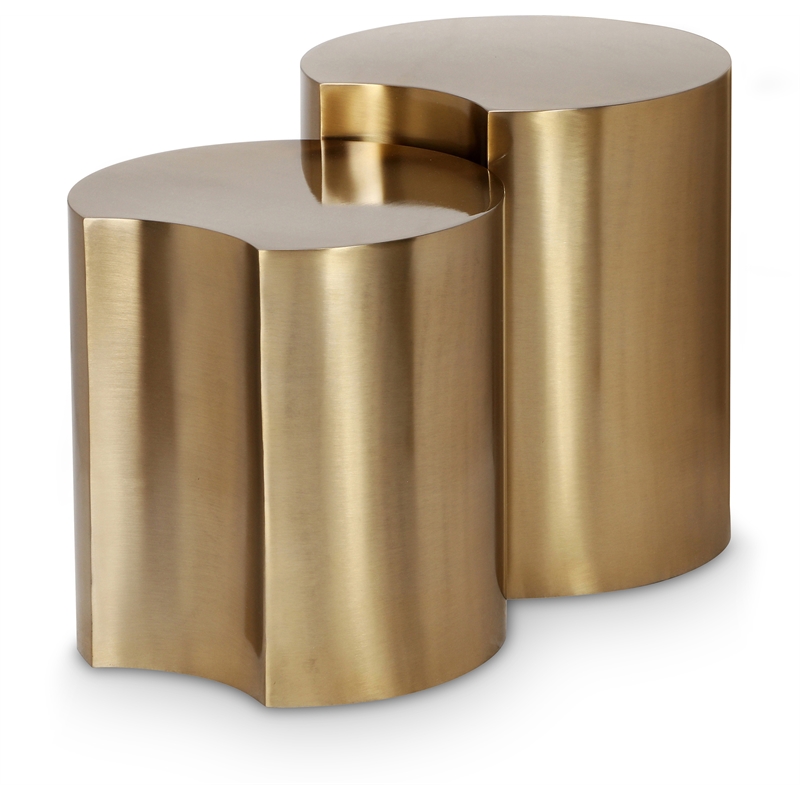 Meridian Furniture Dimple 2 Piece Gold Iron Metal End Table