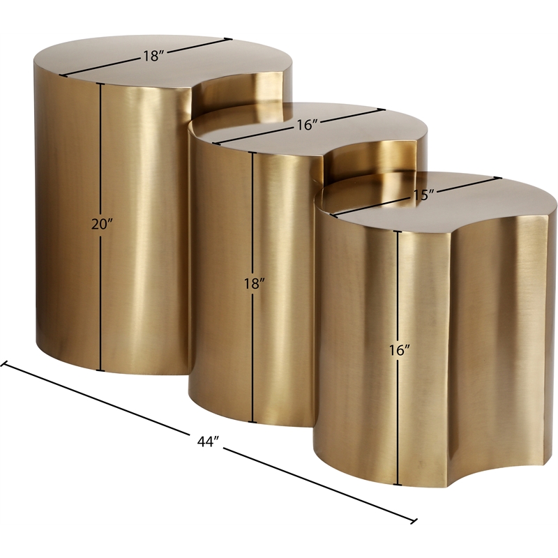 Meridian Furniture Dimple 3 Piece Gold Iron Metal End Table