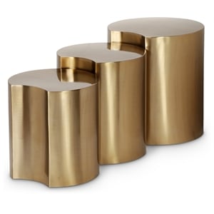 Meridian Furniture Dimple 3 Piece Gold Iron Metal End Table